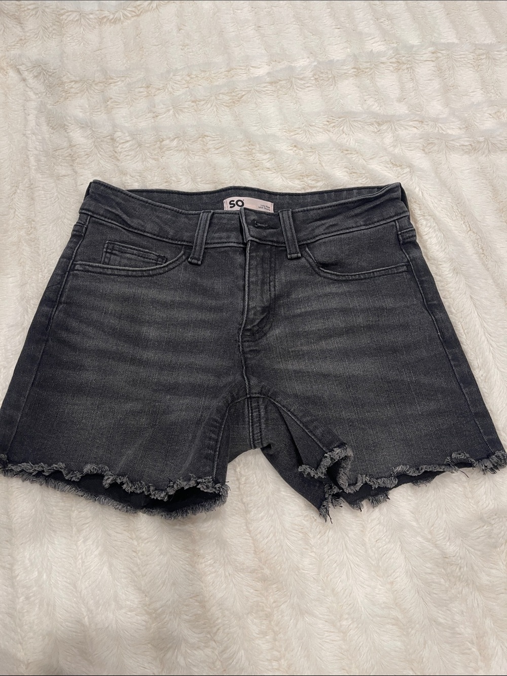 SO Black Distressed Frayed Hem Denim Shorts